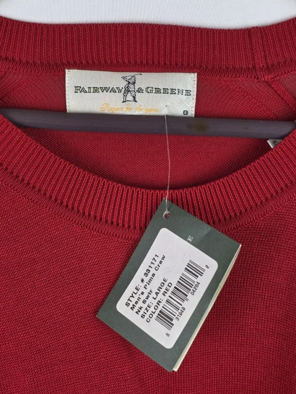 Fairway & Greene Mens Sweater Size Large Red Farmington Country Club 1927 Top